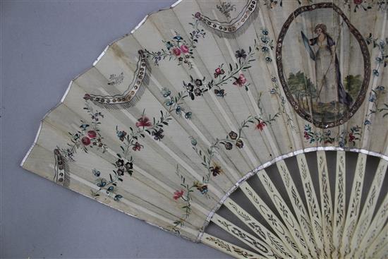 An early 19th century French bone fan,